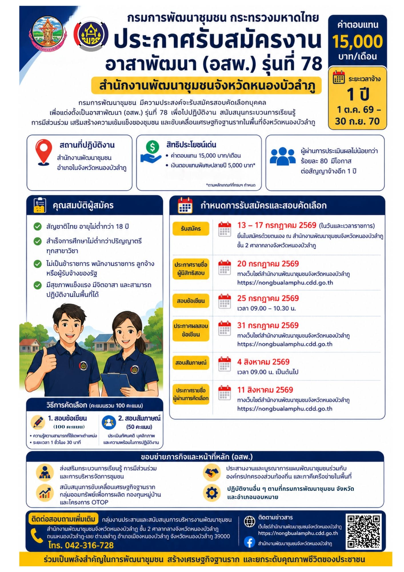 รับสมัครสอบคัดเลือกบุคคลเพื่อแต่งตั้งเป็นอาสาพัฒนา (อสพ.) รุ่นที่ 78